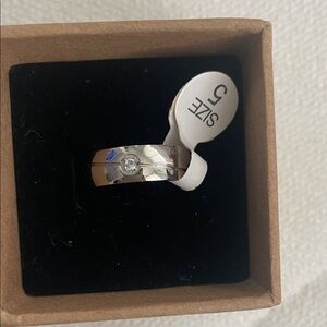 Silver Ring with Diamond Accent nwt perfect wedding band style